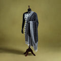 Black - handloom cotton pochampally ikat dupatta 04