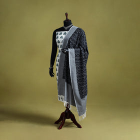 Black - handloom cotton pochampally ikat dupatta 04