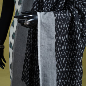 Black - handloom cotton pochampally ikat dupatta 04