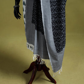 Black - handloom cotton pochampally ikat dupatta 04