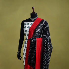 Black - handloom cotton pochampally ikat dupatta 08
