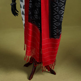 Black - handloom cotton pochampally ikat dupatta 08
