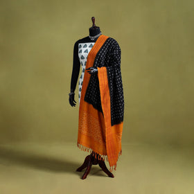 Black - handloom cotton pochampally ikat dupatta 09