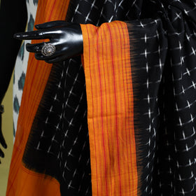 Black - handloom cotton pochampally ikat dupatta 09