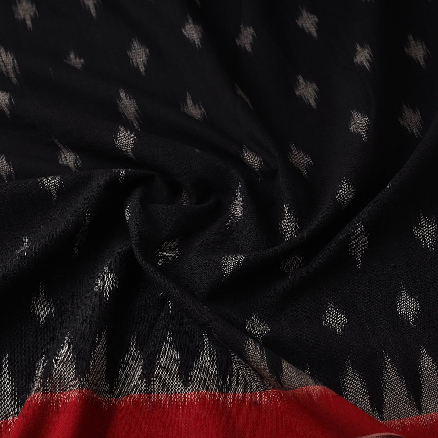 Black - handloom cotton pochampally ikat fabric