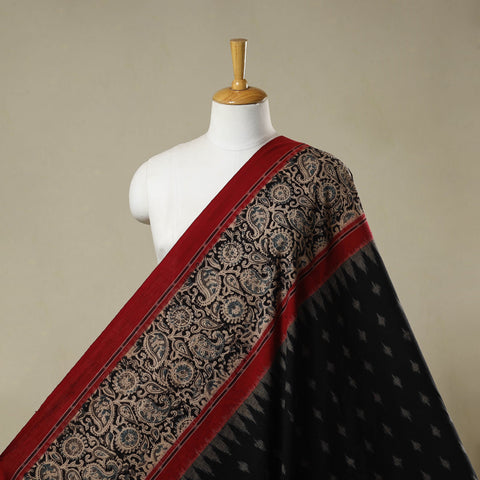 Black - handloom cotton pochampally ikat fabric