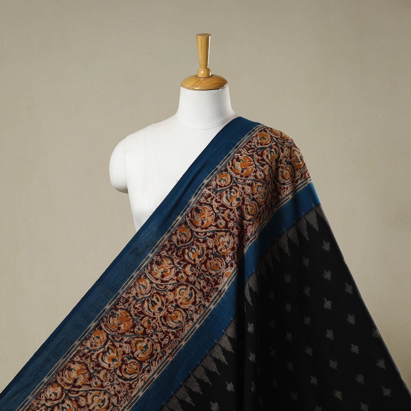 Black - handloom cotton pochampally ikat fabric