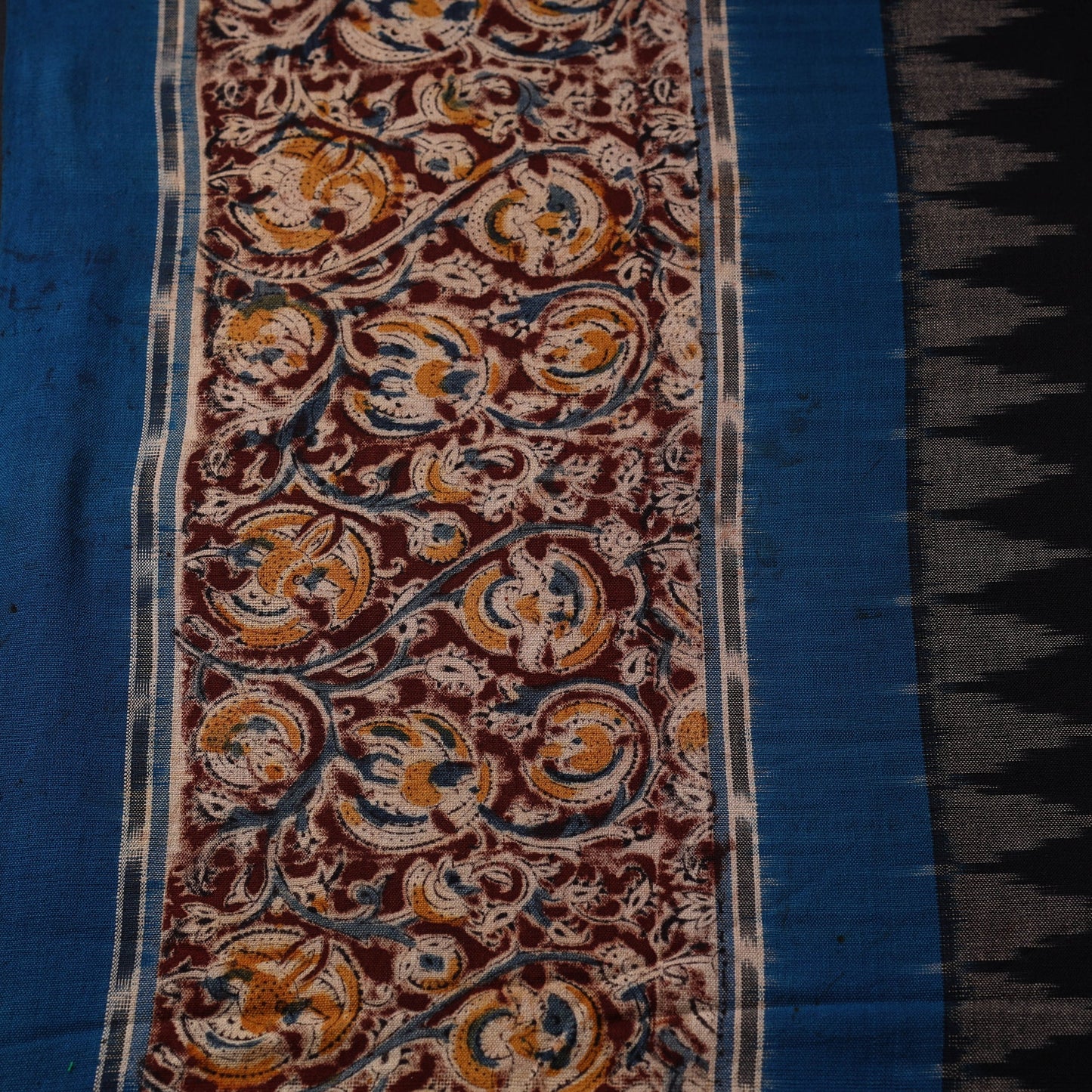 Black - handloom cotton pochampally ikat fabric