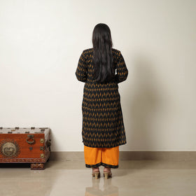  Black Handloom Cotton Pochampally Ikat Kurta Set 
