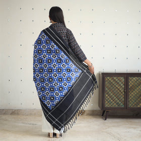 Black Handloom Cotton Pochampally Ikat Kurta Set (Set of 3)