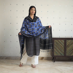 Black Handloom Cotton Pochampally Ikat Kurta Set (Set of 3)