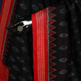 Black Handloom Cotton Sambalpuri Ikat Dupatta