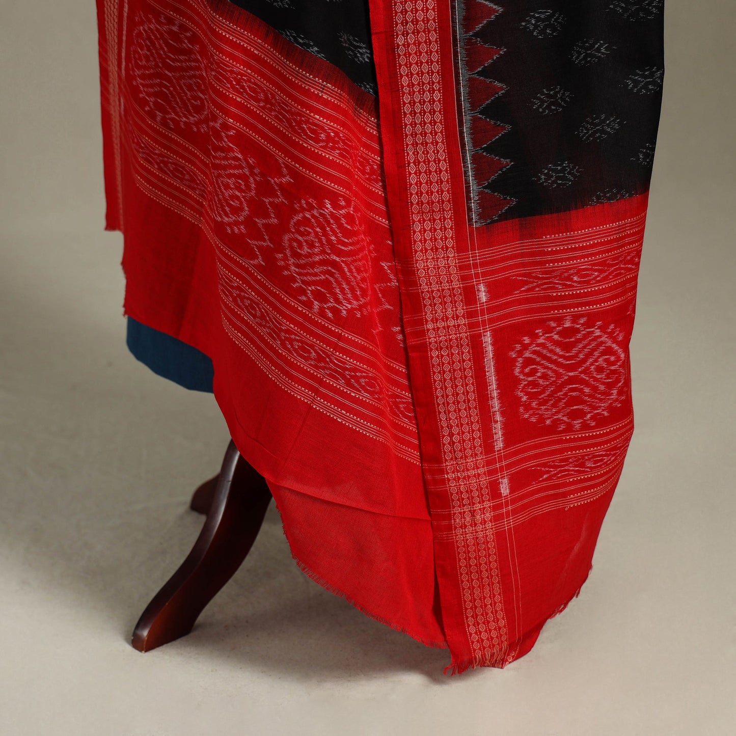 Black Handloom Cotton Sambalpuri Ikat Dupatta