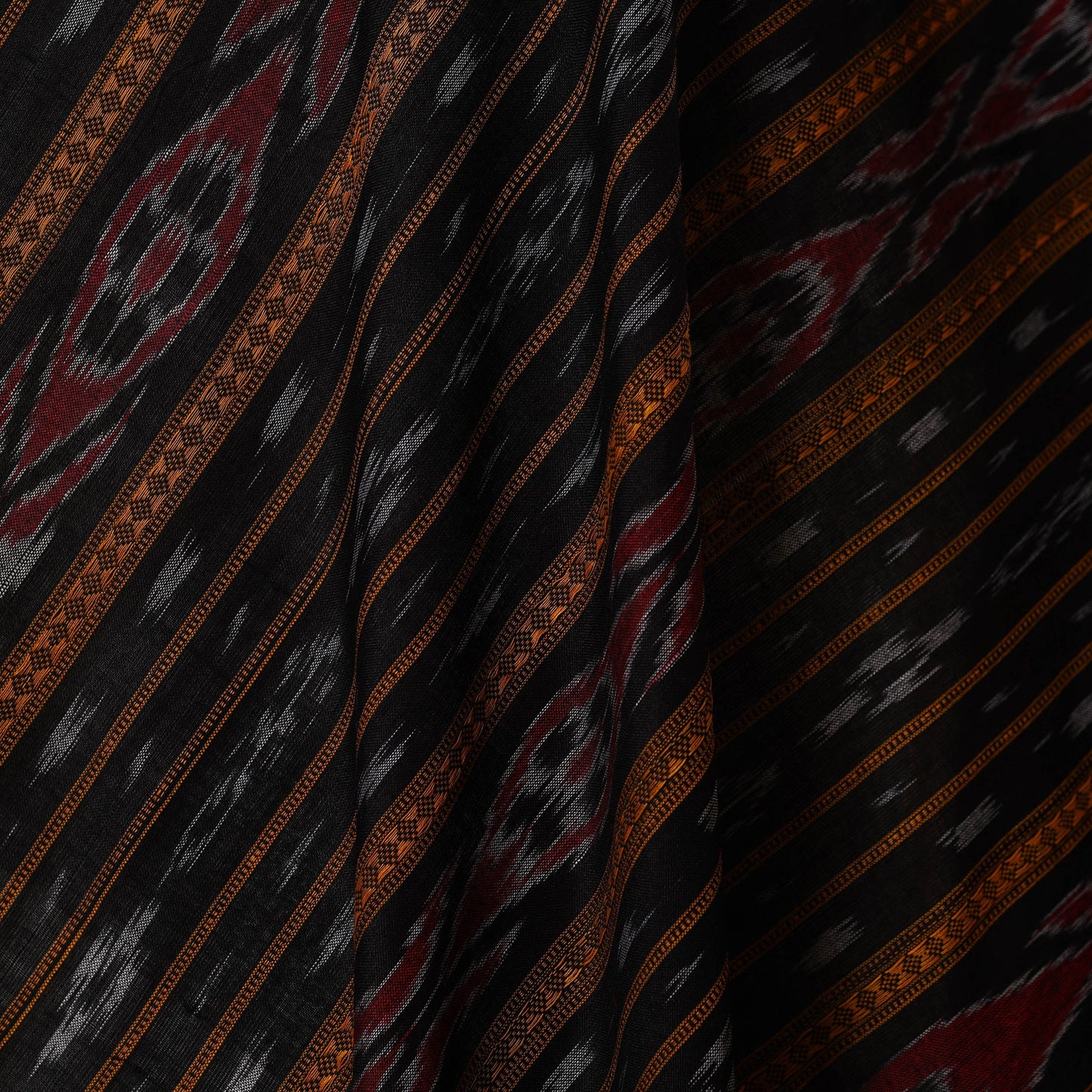 Black - handloom cotton sambalpuri ikat fabric 01