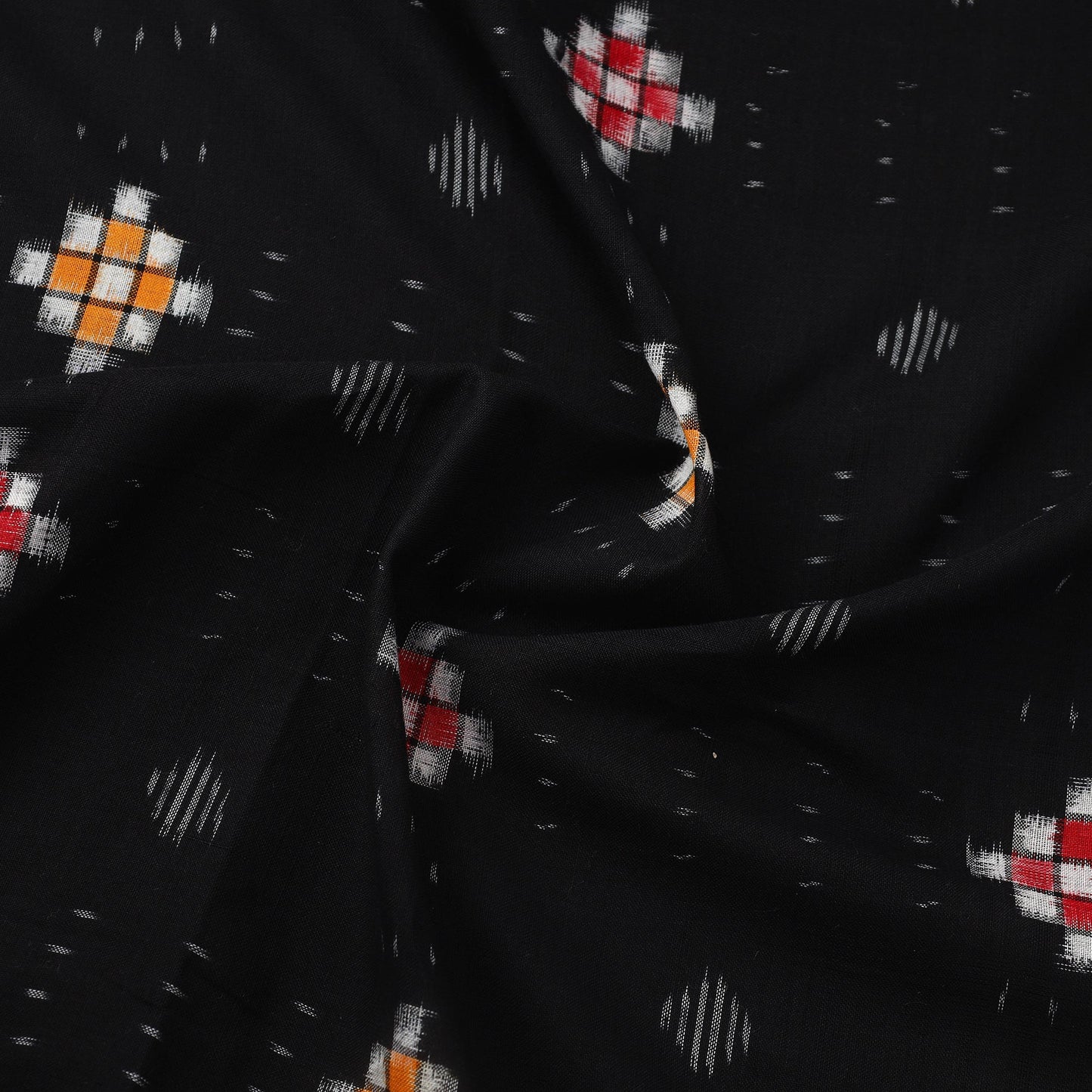 Buy Black Handloom Cotton Sambalpuri Ikat Fabric