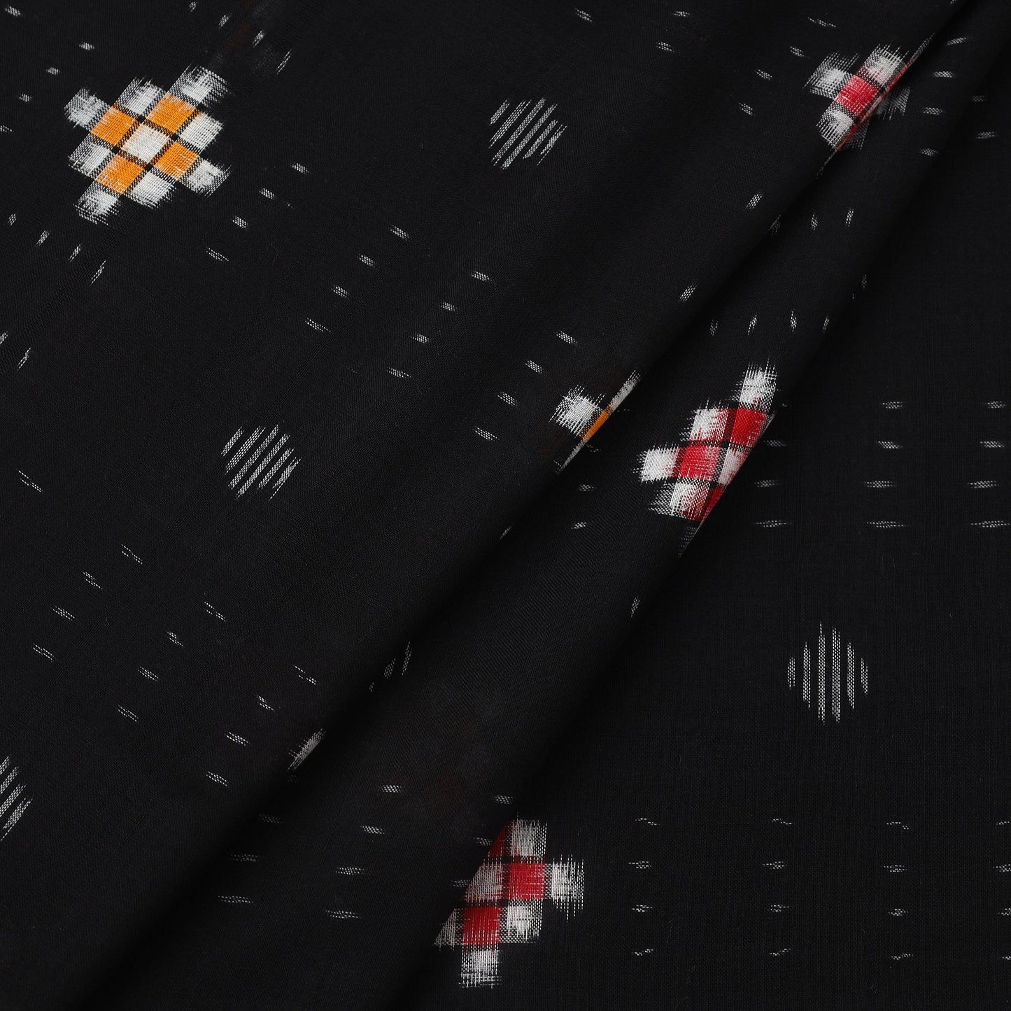 Buy Black Handloom Cotton Sambalpuri Ikat Fabric