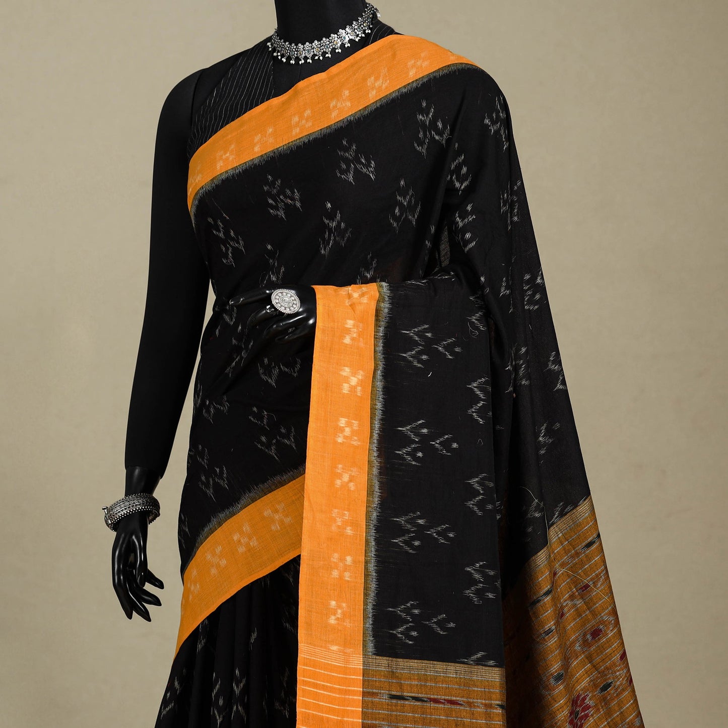 Black - handloom cotton sambalpuri ikat saree 01