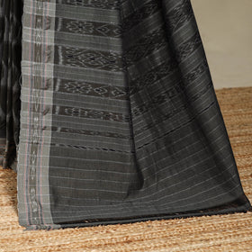 Grey - black - handloom cotton sambalpuri ikat saree 07