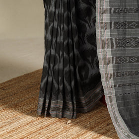 Grey - black - handloom cotton sambalpuri ikat saree 07