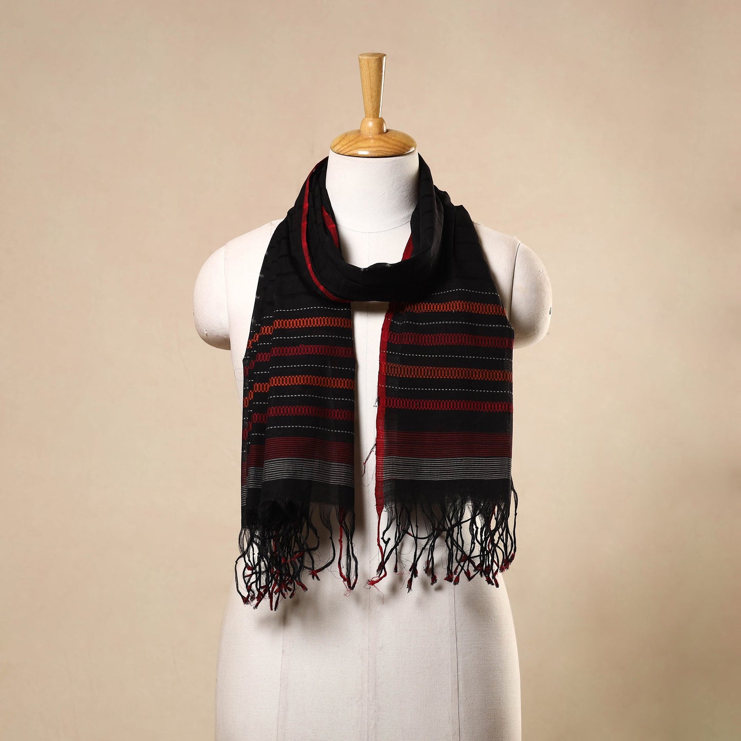 Black - handloom cotton srikakulam jamdani stole