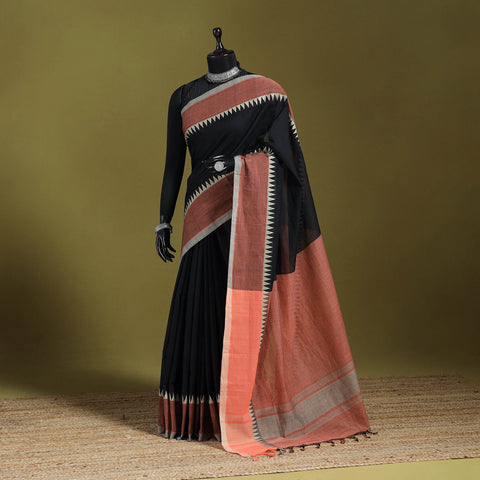 Black - handloom cotton thread border mangalagiri saree 35