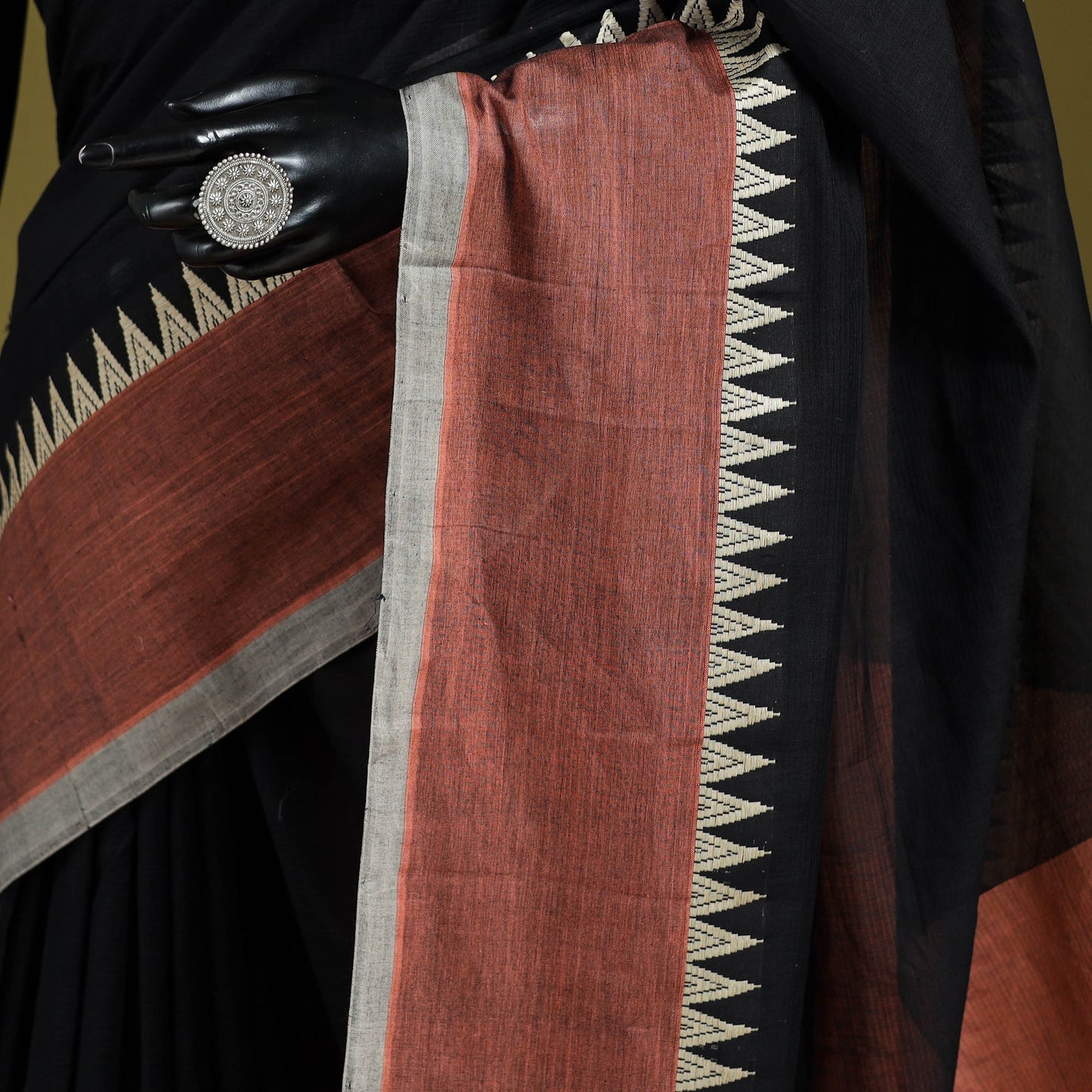 Black - handloom cotton thread border mangalagiri saree 35