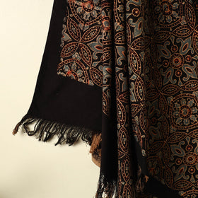  Black Handloom Block Print Cotton Ajrakh Towel