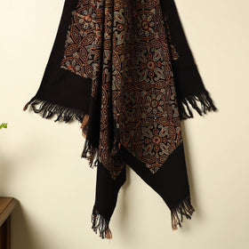  Black Handloom Block Print Cotton Ajrakh Towel