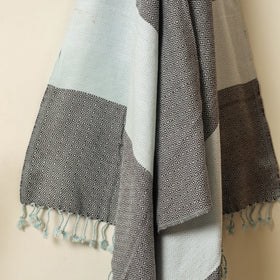 Black - Handloom Cotton Towel with Tassels from Bijnor by Nizam
