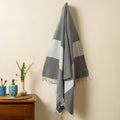 Black - Handloom Cotton Towel with Tassels from Bijnor by Nizam