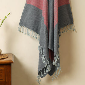 Black - Handloom Cotton Towel with Tassels from Bijnor by Nizam