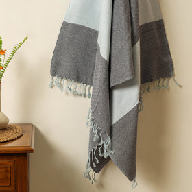 Black - Handloom Cotton Towel with Tassels from Bijnor by Nizam