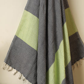 Black - Handloom Cotton Towel with Tassels from Bijnor by Nizam