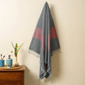Black - Handloom Cotton Towel with Tassels from Bijnor by Nizam