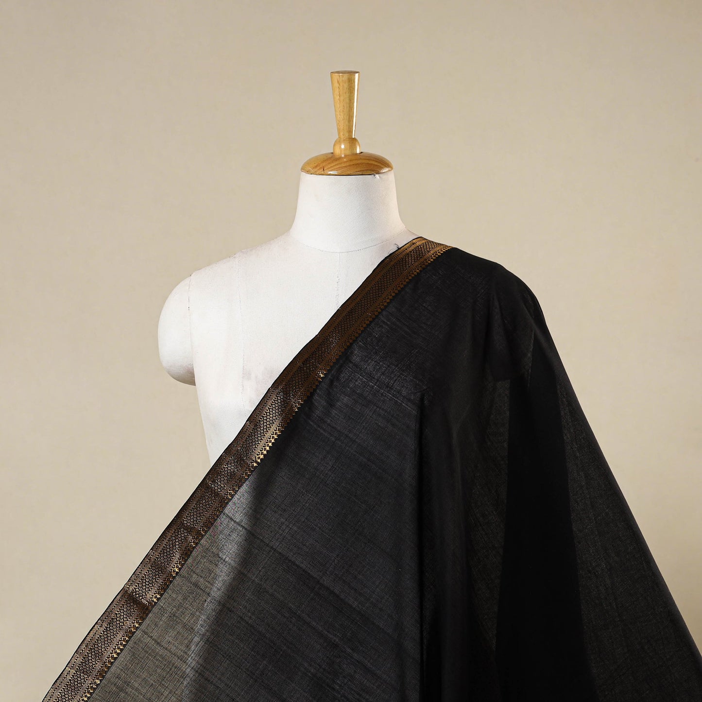 Black - handloom cotton zari border mangalagiri fabric 08