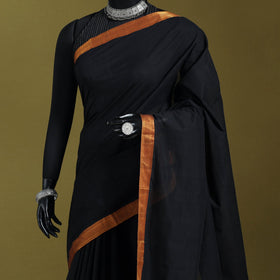 Black - handloom cotton zari border mangalagiri saree 04