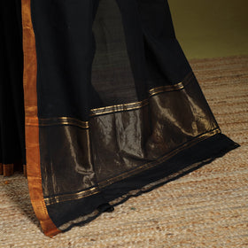 Black - handloom cotton zari border mangalagiri saree 04