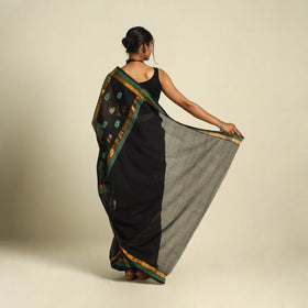  Black Handloom Cotton Zari & Thread Buti Venkatagiri Saree