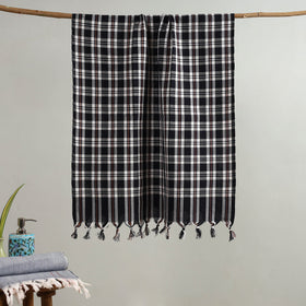 Black Handloom Fine Cotton Checks Bath Towel