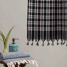 Black Handloom Fine Cotton Checks Bath Towel
