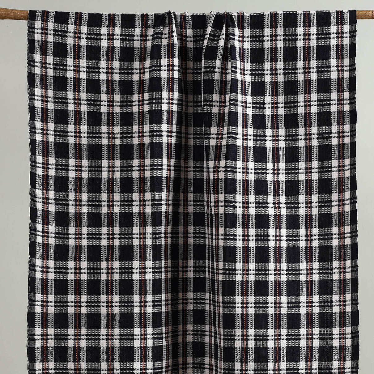 Black Handloom Fine Cotton Checks Bath Towel