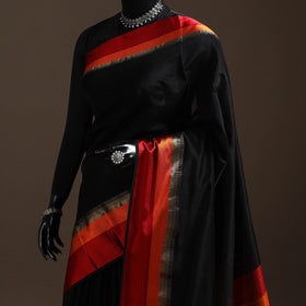 Black - handloom maheshwari saree with resham zari border