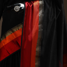 Black - handloom maheshwari saree with resham zari border
