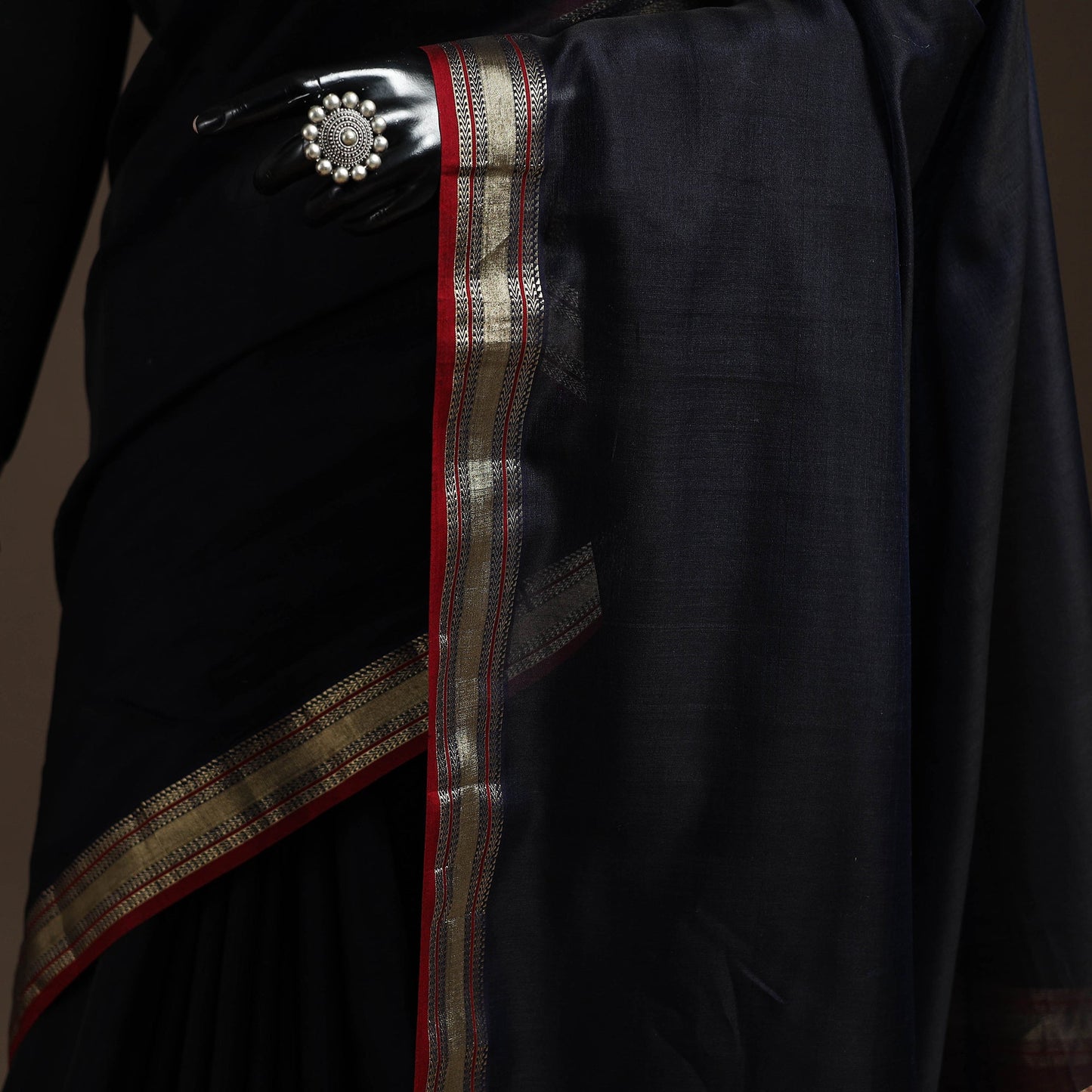 Black - handloom maheshwari saree with zari border 48