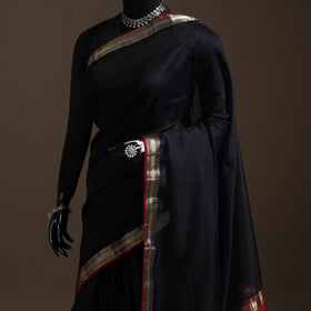 Black - handloom maheshwari saree with zari border 48