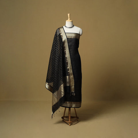 Handloom maheshwari silk tissue zari stripes 2pc unstitched