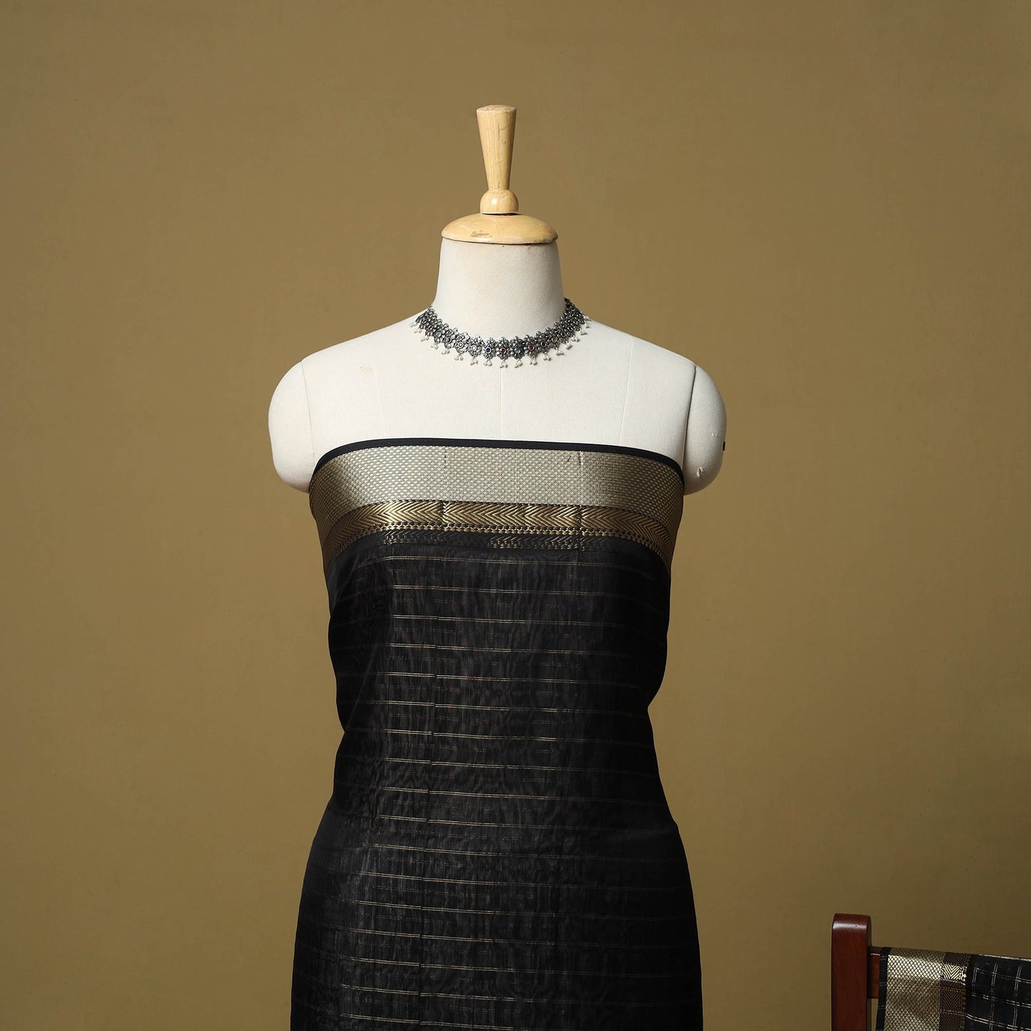 Handloom maheshwari silk tissue zari stripes 2pc unstitched