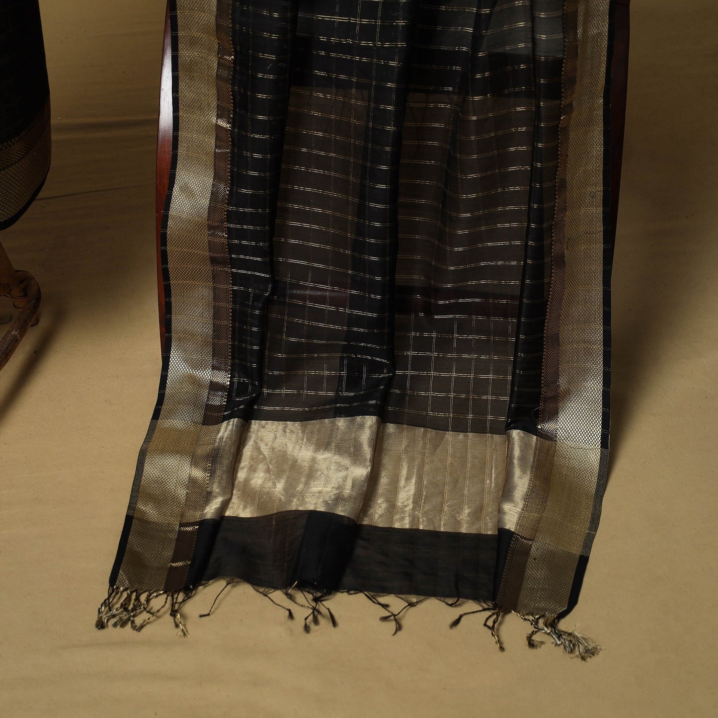 Handloom maheshwari silk tissue zari stripes 2pc unstitched