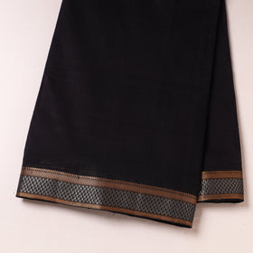 Black Handloom Mangalagiri Cotton Fabric with Zari Border 