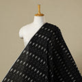 Black - handloom mercerised cotton pochampally ikat fabric